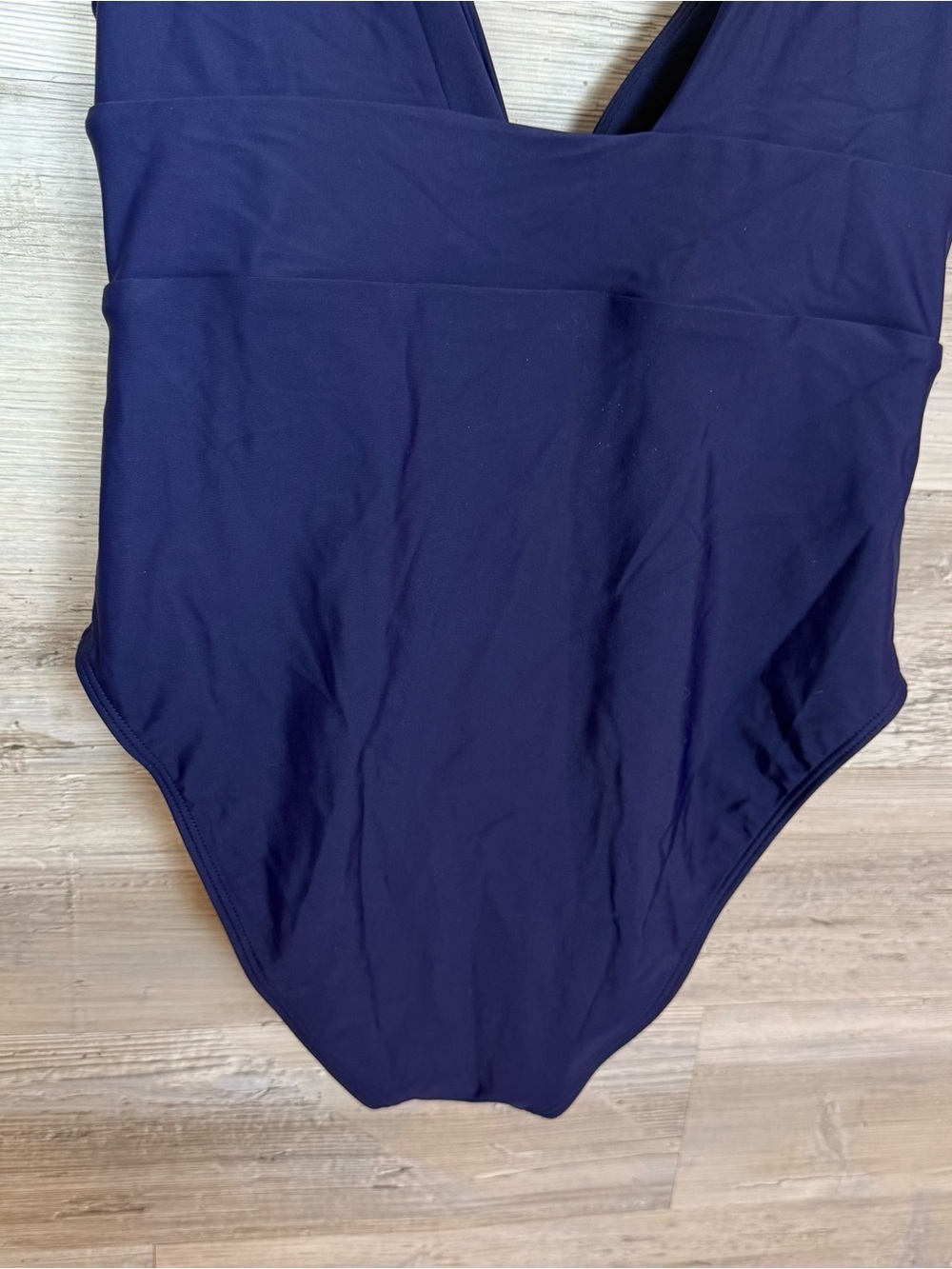 NWT Quince Italian Plunge One Piece Swimsuit Large Deep Navy Recycled Blue L - Picture 6 of 9